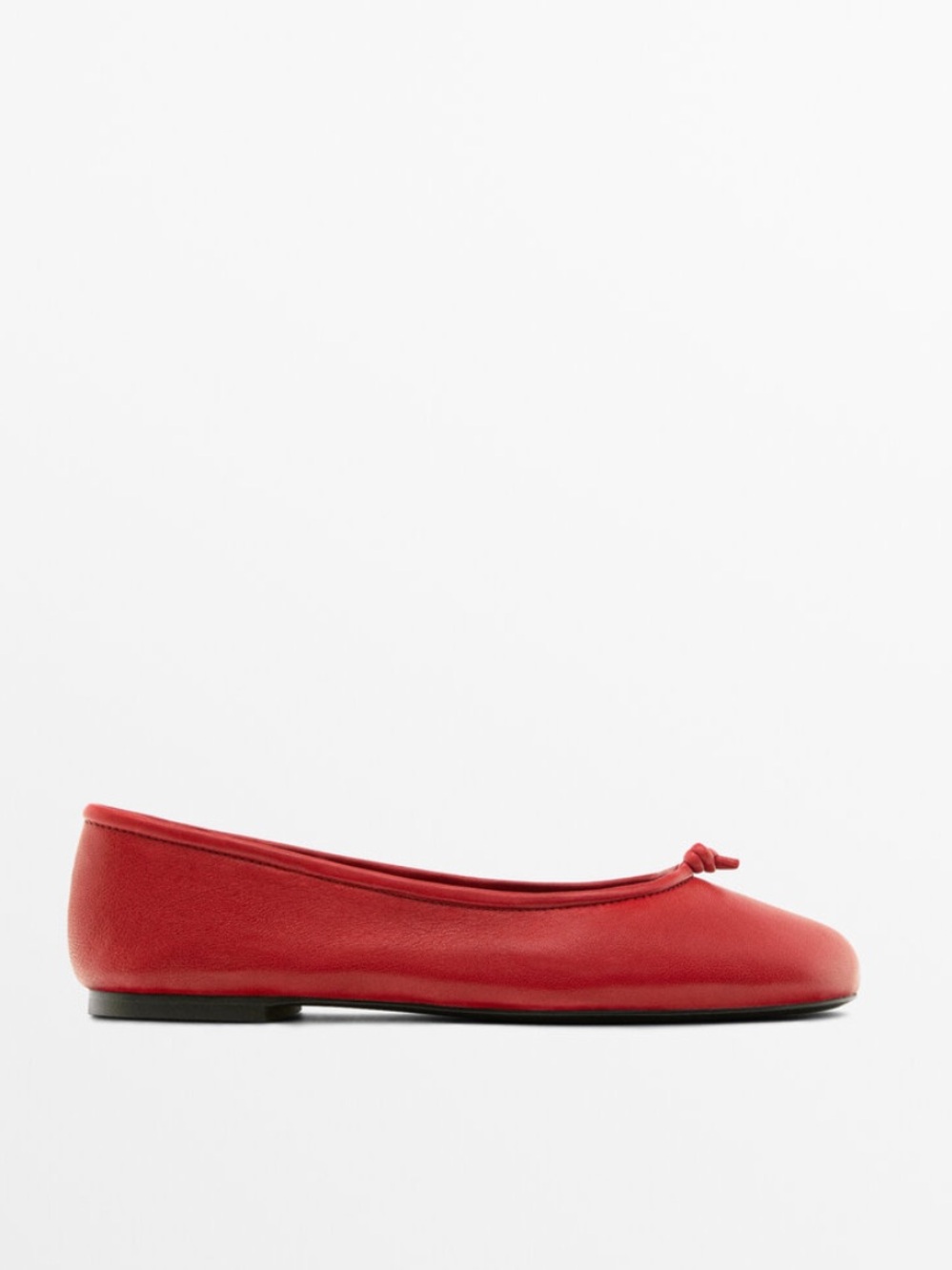 Massimo Dutti NWT red leather ballet flats with knot 1561/750, size 40/US9 - Picture 9 of 10